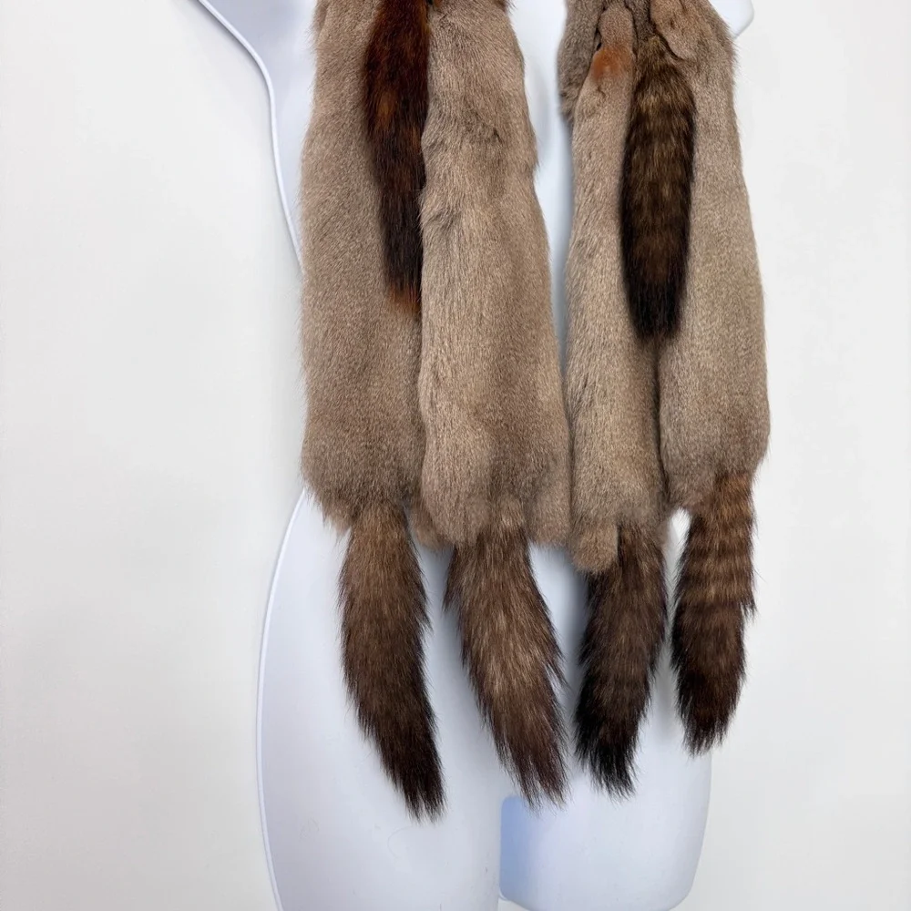 VTG‎ 30’s Italy Fareris 6 Pelts Full Body Real Minks Scarf Pastel Size 44x5.5”